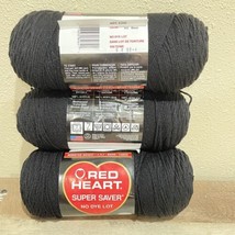 Red Heart Super Saver Yarn 8 Oz Yarn Black Lot Of 3 - £9.48 GBP