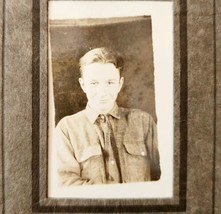 1920s Photo Unknown Handsome Young Man In Cardboard Frame Case Sepia Tone E85F - £19.94 GBP