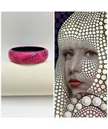 Painted wooden Bracelet bangle Inspired by Kusama Art Pink Polka Dots je... - £38.15 GBP