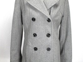 GUESS Women&#39;s Coat Sz L Gray Stylish Double Breasted Wool Blend Fashion Jacket - £50.61 GBP