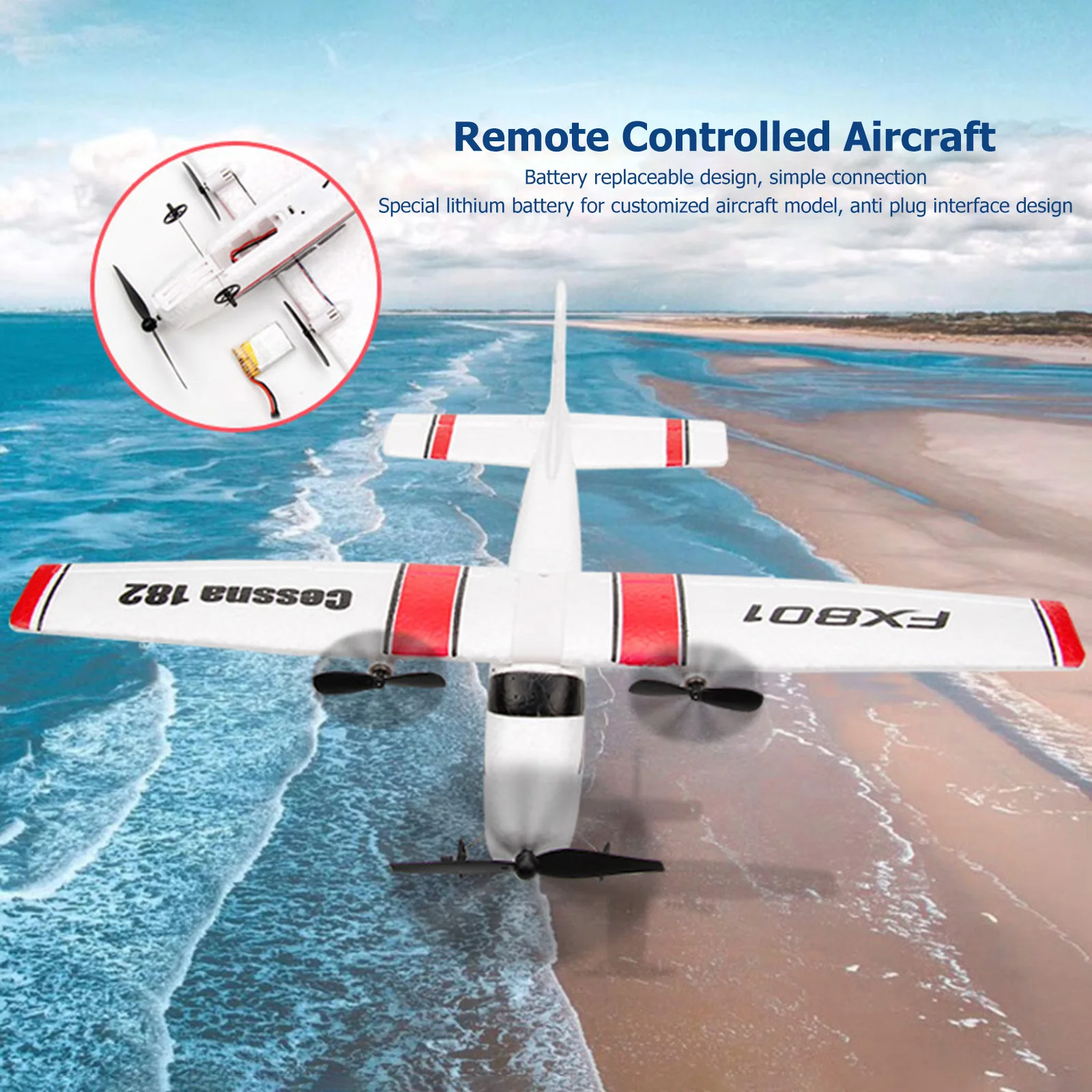 FX801 RC Plane Airplane Cessna 182  2.4GHz 2CH EPP Craft Electric RC Gliders - £16.48 GBP+