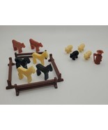 VTG Miniature Hard Plastic Farm Animals Fence Farmer Made in Hong Kong S... - £12.84 GBP