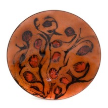 VIntage Enameled Copper Red Orange Flame Hand Painted Trinket Dish 3 7/8&quot; - £11.70 GBP