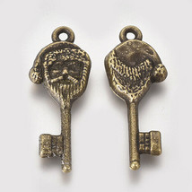Santa Key Pendant Antiqued Bronze Skeleton Key Charm Christmas Themed 42mm - £3.11 GBP