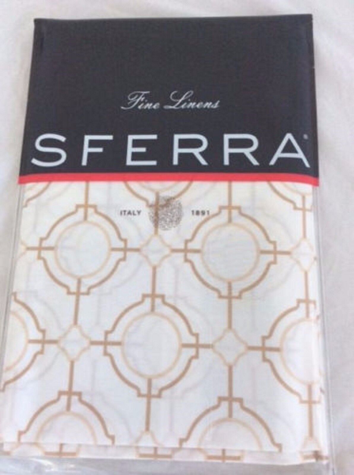 Sferra Connery Camel Euro Sham White Tan Geometric Print 100% Cotton Italy NEW Item image 2