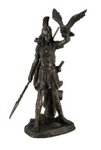 Athena Greek Goddess of Wisdom Law and Justice Holding Owl and Spear Statue - £52.37 GBP