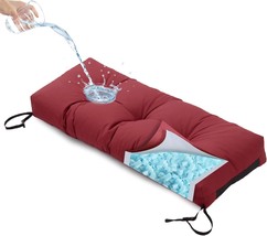 Outdoor Bench Cushion, Blue Shredded Memory Foam, Waterproof Patio, Burg... - $47.99