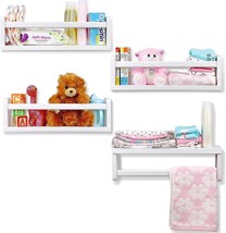 Nursery Book Shelves for Wall for Kids  Set of 4 White 17&quot; x 5&quot; x 5.5&quot; each NEW - £32.75 GBP