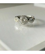 Bezel Set Engagement Ring 2.50Ct Three Round Diamond Solid 14K White Gol... - £202.21 GBP