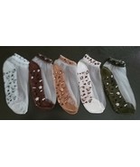 Five (5) Handcrafted Pair ~ Mesh Panel ~ Multicolored Leopard ~ Ankle Socks - $49.11 CAD