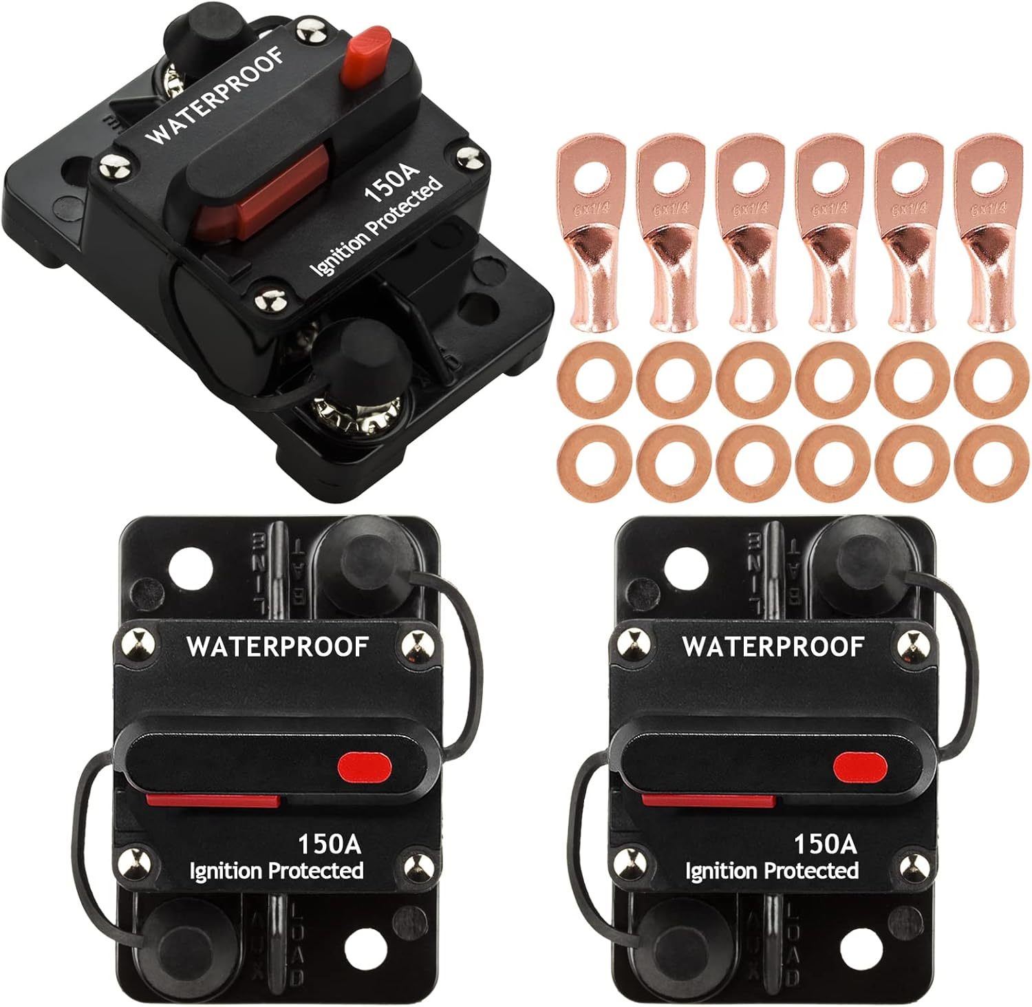 Hamolar 3 Pack Car Audio 150 Amp Resettable Fuse Circuit Breaker Car Pro... - $33.49