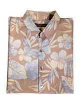 TORI RICHARDS Hawaiian Shirt Peach Lavendar Floral Tropical Leaf USA XL - £15.59 GBP