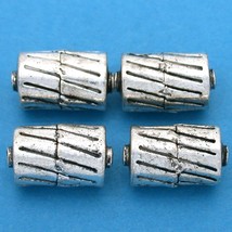 Bali Barrel Antique Silver Plated Beads 17mm 16 Grams 3Pcs Approx. - £5.49 GBP