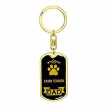 Dog Dad Gift Cairn Terrier Swivel Keychain Stainless Steel or 18k Gold - £24.10 GBP