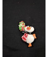 Vintage Plastic Christmas Penquin Pin Brooch.  Unsigned.  So Cute! - $14.40 CAD