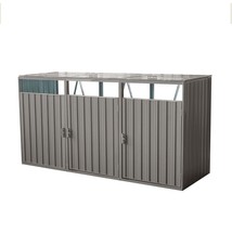 Metal Garbage Bin Shed: Outdoor Galvanized Storage for 3 Cans - $321.99