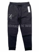 Calvin Klein Jeans L Black Tilt CK Monogram Logo Fleece Taper Jogger Sweatpants - £26.18 GBP