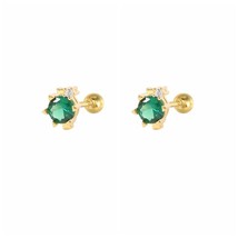 CANNER Green Cubic Zircon 925 Silver Stud Earrings For Women Cartilage Piercing  - £11.40 GBP