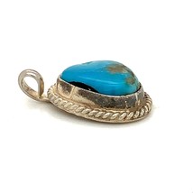 Vintage Sterling Silver Native American Navajo Turquoise Stone Cabochon Pendant - $49.50