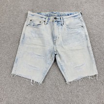 American Eagle Womens Denim Shorts 31&quot; Blue Acid Wash Distressed Bermuda - £21.31 GBP