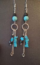 Boho Turquoise black Onyx earrings Victorian earrings Bohemian earrings ... - $47.88 CAD