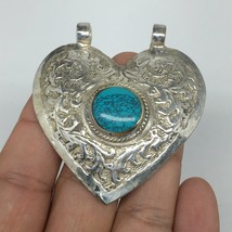 1pc,2.3&quot;x2.1&quot;x0.5&quot;,Turkmen Pendant Green Turquoise Inlay Heart Shape,TN580 - £9.46 GBP