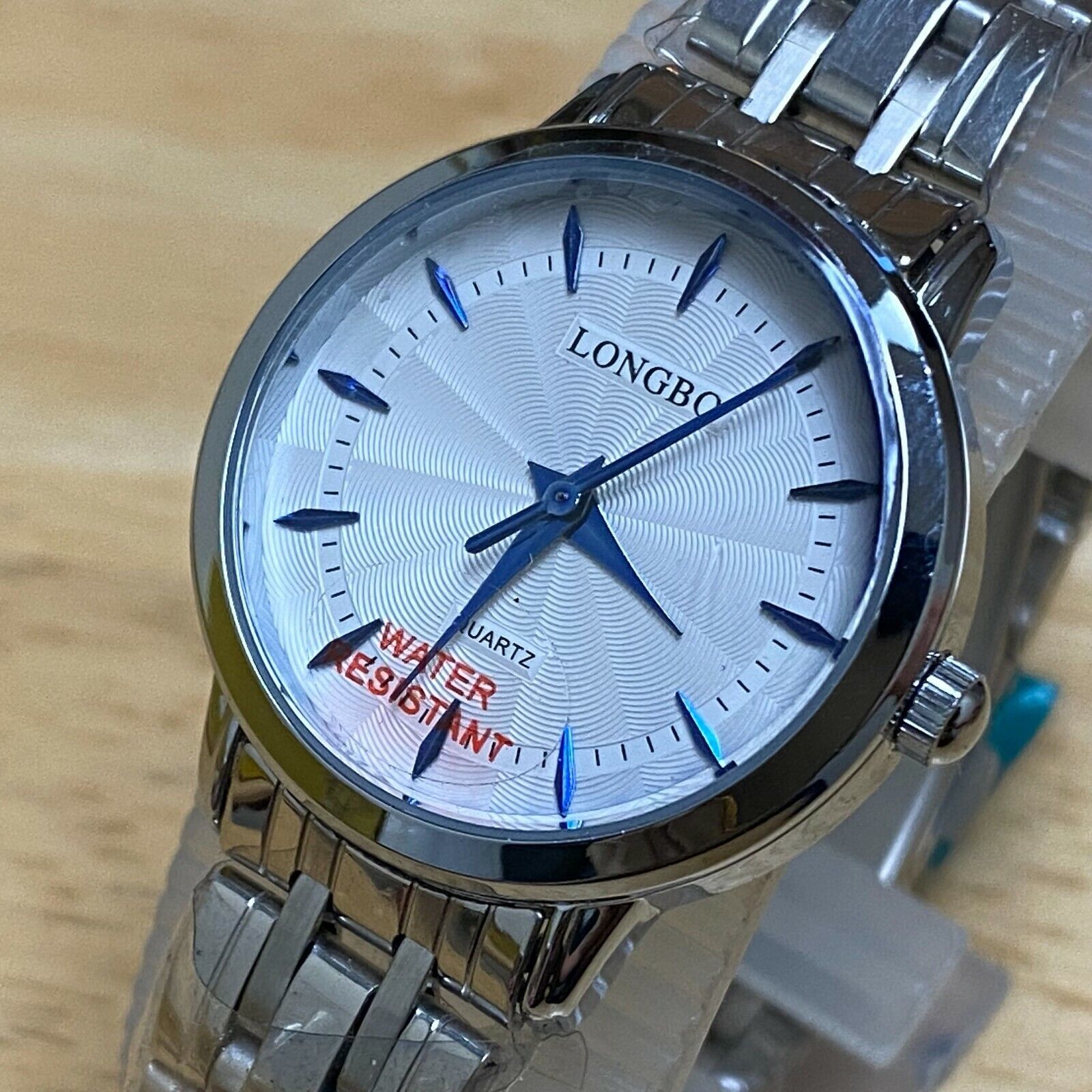 Unused Longbo Lady Silver Textured Dial Steel Analog Quartz Watch~New Ba... - $9.50