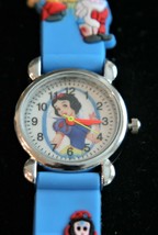 NOS child&#39;s Snow White and the 7 Dwarfs quartz wristwatch with blue 3-D ... - £11.68 GBP
