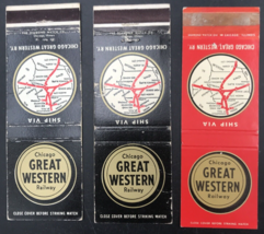 Lot of 3 Vintage Chicago Great Western Railway Matchbook Covers CGW Rail... - $9.49