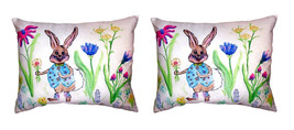 Pair of Betsy Drake Happy Bunny No Cord Pillows 16 Inch X 20 Inch - £62.29 GBP