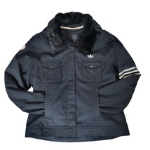 Adidas Womens Y2K Black Fur Collared Limited Edition Security Jacket XL ... - £130.19 GBP