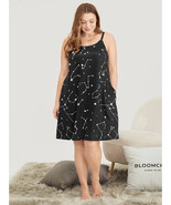 Bloomchic Star Print Adjustable Straps Pocket Cami Night Dress Black 22-24 - £18.92 GBP