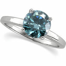 Round Diamond Ring 14k White (0.51 Ct Sky Blue(Irradiated) SI2-SI3 Clarity) - £637.45 GBP