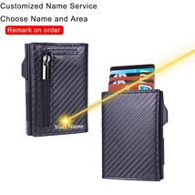 Custom Engraving Wallet Credit Card Holder Men Leather Wallet Anti-thief RFID Sm - £68.28 GBP
