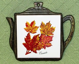 Vintage Cathat Ceramic Tile Trivet Maple Leaf Canada Cast Iron Tea Kettle 6&quot; - £12.98 GBP