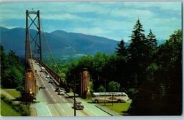 Lions Gate Bridge Vancouver British Columbia w Old Cars Canada Postcard - £6.20 GBP