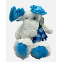 Chosun Soft Classics White Moose Blue Antlers &amp; Scarf 10&quot; Plush Stuffed Animal - £18.37 GBP
