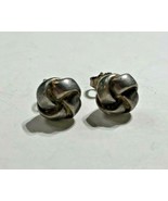 Simple Knot Style Stud Earrings Sterling Silver .925 - £17.74 GBP