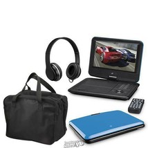GPX 9&quot; Portable Travel DVD Player BLUE 800x480 LCD Screen Tilt&amp;Swivel Headphone - £48.54 GBP