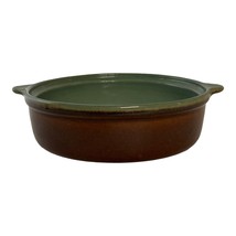 Vintage Pottery Turquoise Green Brown Casserole Serving Bowl Stoneware MCM - $12.19