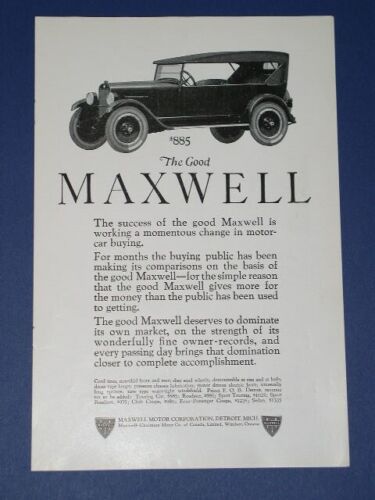 Maxwell Car National Geographic Magazine Ad Vintage 1923 - $14.99