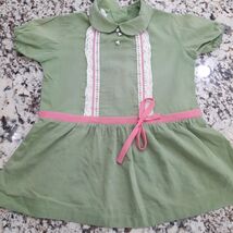 Vintage Kate Greenaway girls dress green 4 toddler pink lace peter pan c... - $333.83 MXN
