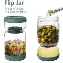 Airtight Pickle Container34Oz Glass Jug Pickles Jar with Strainer Lid Ho... - £31.23 GBP