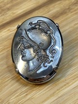 Vintage Cameo Silver Tone Brooch Pin Estate Jewelry Find KG - £19.47 GBP