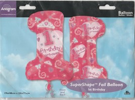 &quot;1st Birthday Princess&quot; 19&quot; x 28&quot; by Anagram SuperShape Foil Balloon - $7.52