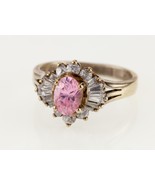 Vermeil Pink CZ Solitaire Ring with CZ Ballerina Setting Size 7 - $2,753.96 MXN