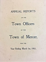 Antique 1901 Mercer, Maine City Report booklet full of Town Hall Records Etc. - £23.38 GBP