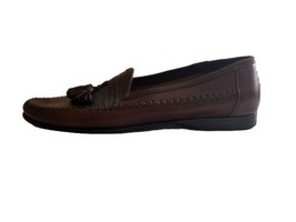 Santoni Mens Brown Leather Loafers Tassel Shoes Sz 9D - £50.75 GBP
