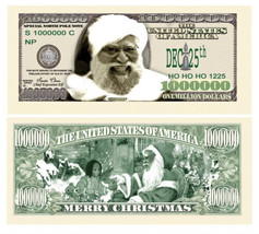 Pack of 10 Black Christmas Santa Collectible Noelty 1 Million Dollar Bills - £7.34 GBP