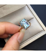 5ct Aquamarine Gemstone 18K Yellow Gold Antique Design Wedding Ring Gift... - £1,120.67 GBP